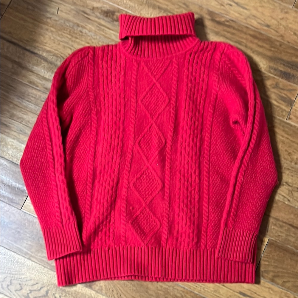 L.L. Bean Vibrant Red Knit Sweater merino wool (80%)